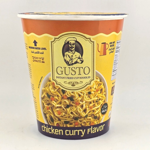 [1369] Gusto Instant Noodles - Chicken Curry - Cups (24x60G)
